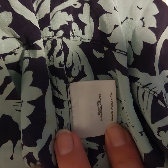 Tory Burch Navy and Teal Floral Blouse - Picture 6 of 6
